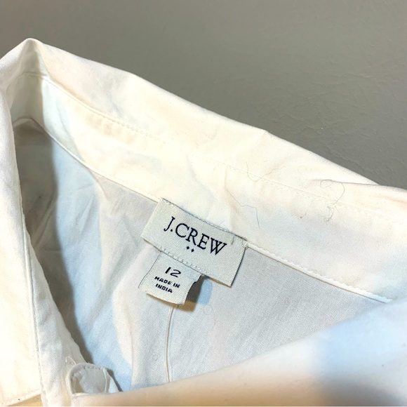 J. Crew Collared Puff Sleeve Shirt Dress White Cotton US 12 NWT - Picture 8 of 14
